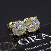 【US 3 Days Delivery】GL 8.8mm Full lced Out Moissanite Halo 16K Gold Plated S925 Silver Earings