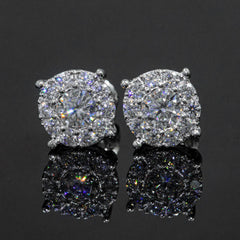 【US 3 Days Delivery】GL 8.8mm Full lced Out Moissanite Halo 16K Gold Plated S925 Silver Earings