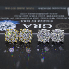 【US 3 Days Delivery】GL 8.8mm Full lced Out Moissanite Halo 16K Gold Plated S925 Silver Earings