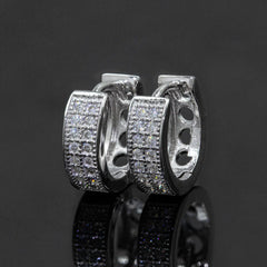 【US 3 Days Delivery】GL Two-Rows VVS Moissanite S925 Silver Hoop Earing 16K Gold Plated