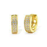 【US 3 Days Delivery】GL Two-Rows VVS Moissanite S925 Silver  Hoop Earing 16K Gold Plated