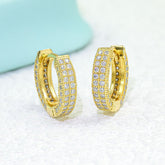 【US 3 Days Delivery】GL Paved VVS Moissanite S925 Silver Hoop Earing 16K Gold Plated