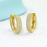 【US 3 Days Delivery】GL Paved VVS Moissanite S925 Silver  Hoop Earing 16K Gold Plated
