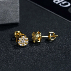 GL Hiphop Jewelry 925 Sterling Silver VVS Round Cut Moissanite Stud Earrings