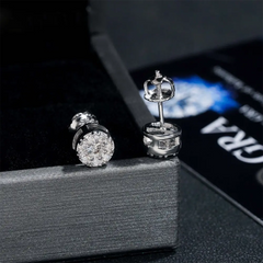 GL Hiphop Jewelry 925 Sterling Silver VVS Round Cut Moissanite Stud Earrings