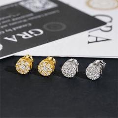 GL Hiphop Jewelry 925 Sterling Silver VVS Round Cut Moissanite Stud Earrings