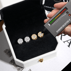 GL Hiphop Jewelry 925 Sterling Silver VVS Round Cut Moissanite Stud Earrings