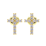 【US 3 Days Delivery】GL Iced Out Cross Earring Paved VVS Round Cut Moissanite  16K Gold Plated