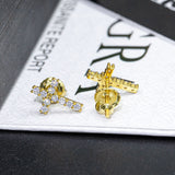 【US 3 Days Delivery】GL Iced Out Cross Earring Paved VVS Round Cut Moissanite  16K Gold Plated