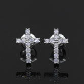 【US 3 Days Delivery】GL Iced Out Cross Earring Paved VVS Round Cut Moissanite 16K Gold Plated