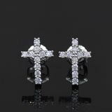 【US 3 Days Delivery】GL Iced Out Cross Earring Paved VVS Round Cut Moissanite  16K Gold Plated