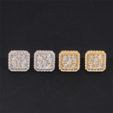 GL Silver Gold Plated Square Moissanite Diamond Stud Earrings