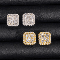 GL Silver Gold Plated Square Moissanite Diamond Stud Earrings
