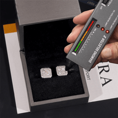 GL Silver Gold Plated Square Moissanite Diamond Stud Earrings