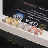 【US 3 Days Delivery】GL 10mm Full Moissanite lced Out Double Halo 16K Gold Plated S925 Silver Earings