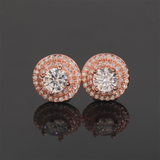 【US 3 Days Delivery】GL 10mm Full Moissanite lced Out Double Halo 16K Gold Plated S925 Silver Earings