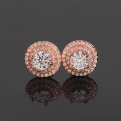 【US 3 Days Delivery】GL 10mm Full Moissanite lced Out Double Halo 16K Gold Plated S925 Silver Earings