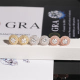 【US 3 Days Delivery】GL 10mm Full Moissanite lced Out Double Halo 16K Gold Plated S925 Silver Earings