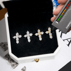 GL Cross Moissanite Diamond Earrings Hip Hop Fashion Jewelry
