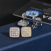 GL Hiphop Jewelry 925 Sterling Silver VVS Moissanite Square Earrings