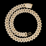 GL 14MM Sharp Cuban Link Chain Hip Hop Iced Out 5a+ Diamond 16K Gold Plated