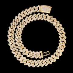 GL 13MM Sharp Cuban Link Chain Hip Hop Iced Out 5a+ Diamond 16K Gold Plated