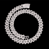 GL 14MM Sharp Cuban Link Chain Hip Hop Iced Out 5a+ Diamond 16K Gold Plated