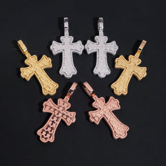 GL Iced Out Color Cross Hip Hop Silver VVS Moissanite Pendant