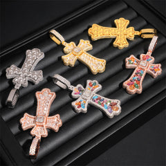 GL Iced Out Color Cross Hip Hop Silver VVS Moissanite Pendant