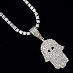 GL Eyes Hand of Fatima Hip Hop Jewelry S925 Silver Moissanite Pendant