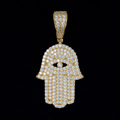 GL Eyes Hand of Fatima Hip Hop Jewelry S925 Silver Moissanite Pendant