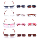 GL Hip-Hop Rimless Sunglasses VVS Moissanite Inlay Bridge & Multicolor Lenses Wooden Arms