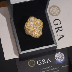 GL Cross-Border Selling Fancy Cross High 925 Silver Moissanite Personality Hip Hop Ring