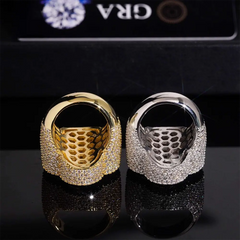 GL Iced Out Clover Baguette Moissanite Diamond Ring