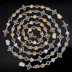 17mm Irregularly shaped Colored Moissanite Cuban link Chain