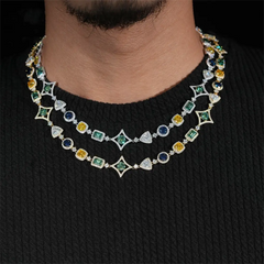 17mm Irregularly shaped Colored Moissanite Cuban link Chain