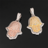 GL Hip Hop Hamsa Two-tone Metal S925 Silver Moissanite Diamonds Pendant