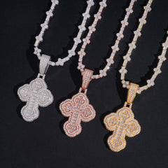 GL VVS Baguette Moissanite Cross Pendant