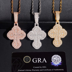 GL VVS Baguette Moissanite Cross Pendant