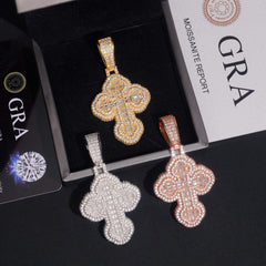GL VVS Baguette Moissanite Cross Pendant