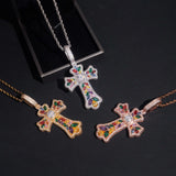 GL Iced Out Color Cross Hip Hop Silver VVS Moissanite Pendant