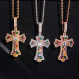 GL Iced Out Color Cross Hip Hop Silver VVS Moissanite Pendant