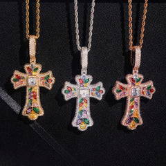 GL Iced Out Color Cross Hip Hop Silver VVS Moissanite Pendant