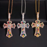 GL Iced Out Color Cross Hip Hop Silver VVS Moissanite Pendant