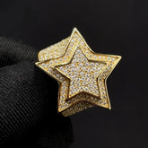 GL Hip Hop Duoble-layered Star Shaped Pave Moissanite Diamond Ring