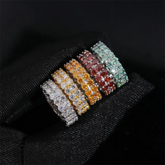 GL 2 Rows Colorful Moissanite Eternity Band Rings