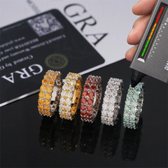 GL 2 Rows Colorful Moissanite Eternity Band Rings