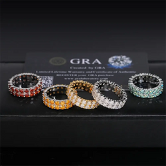 GL 2 Rows Colorful Moissanite Eternity Band Rings
