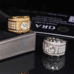 GL Hip Hop Fine Jewelry 925 Sterling Silver VVS Moissanite Diamond Ring