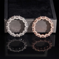 GL 925 Sterling Silver Gold Plated Round Moissanite Engagement Ring